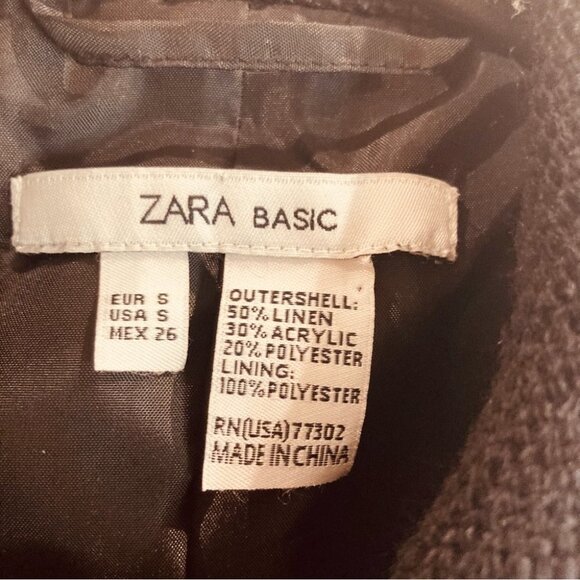 ZARA BASIC Sz S Embroidered Sequins Rhinestones Linen Blend Blazer Jacket  NWOT - Picture 5 of 13